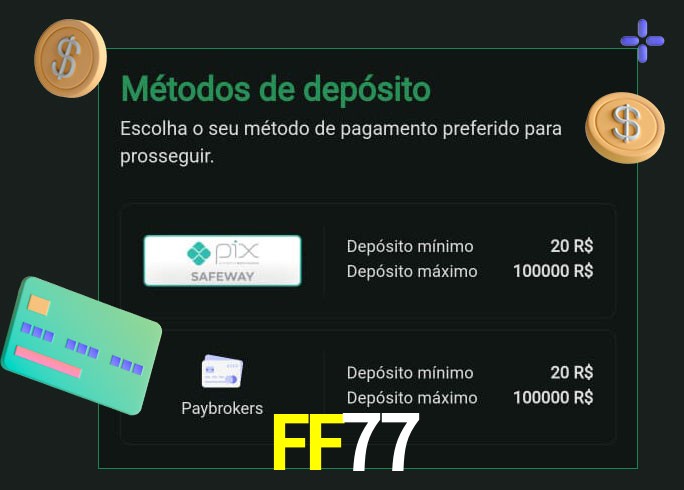 O cassino FF77 oferece uma grande variedade de métodos de pagamento
